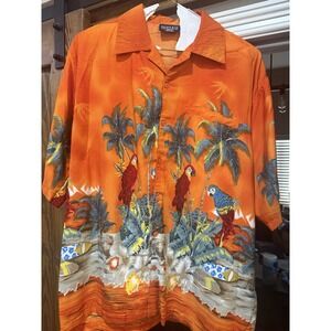 Pacific and Co Parrot Hawaiian Style Shirt sz Large